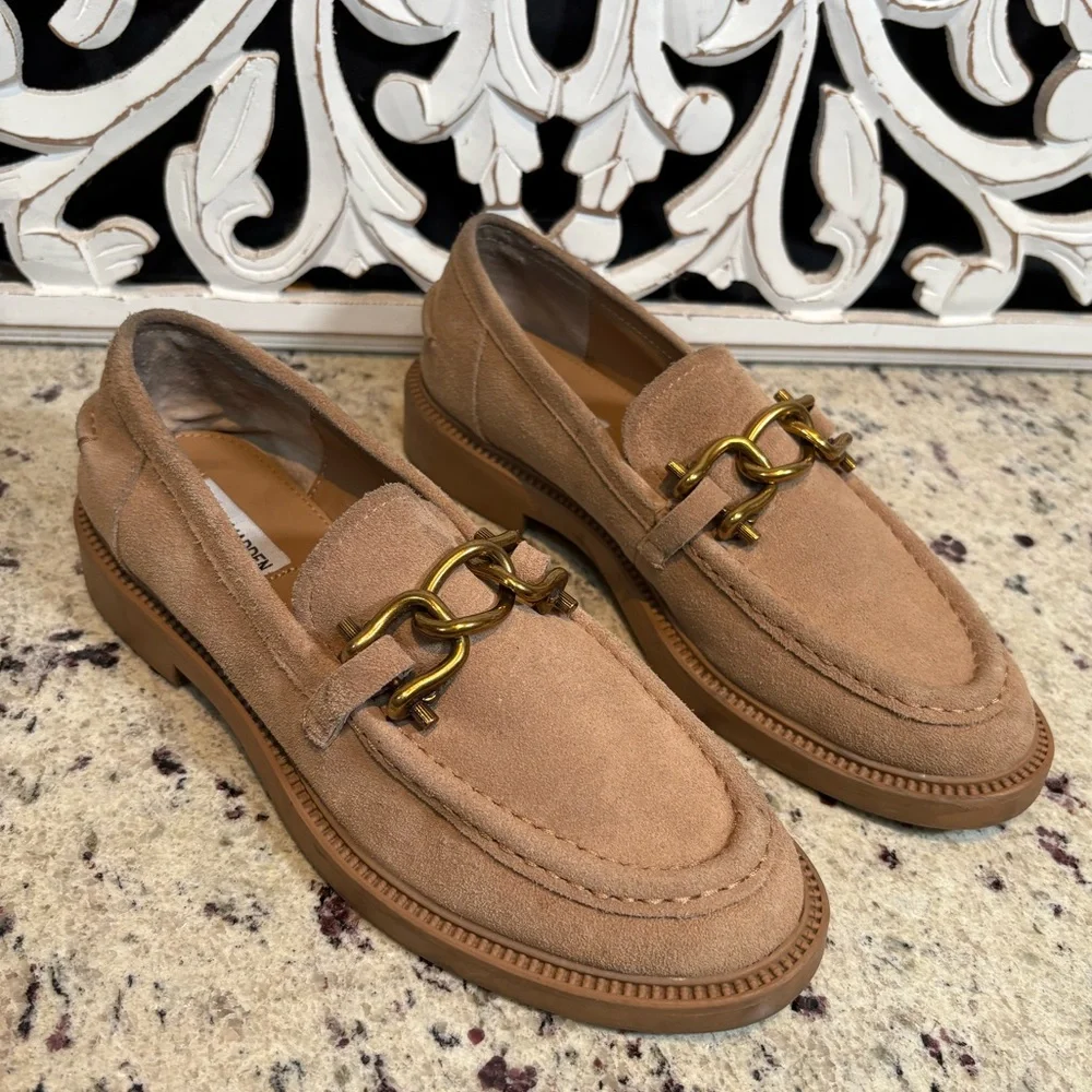 Steve Madden Karmine Suede Loafers Size 9 Tan